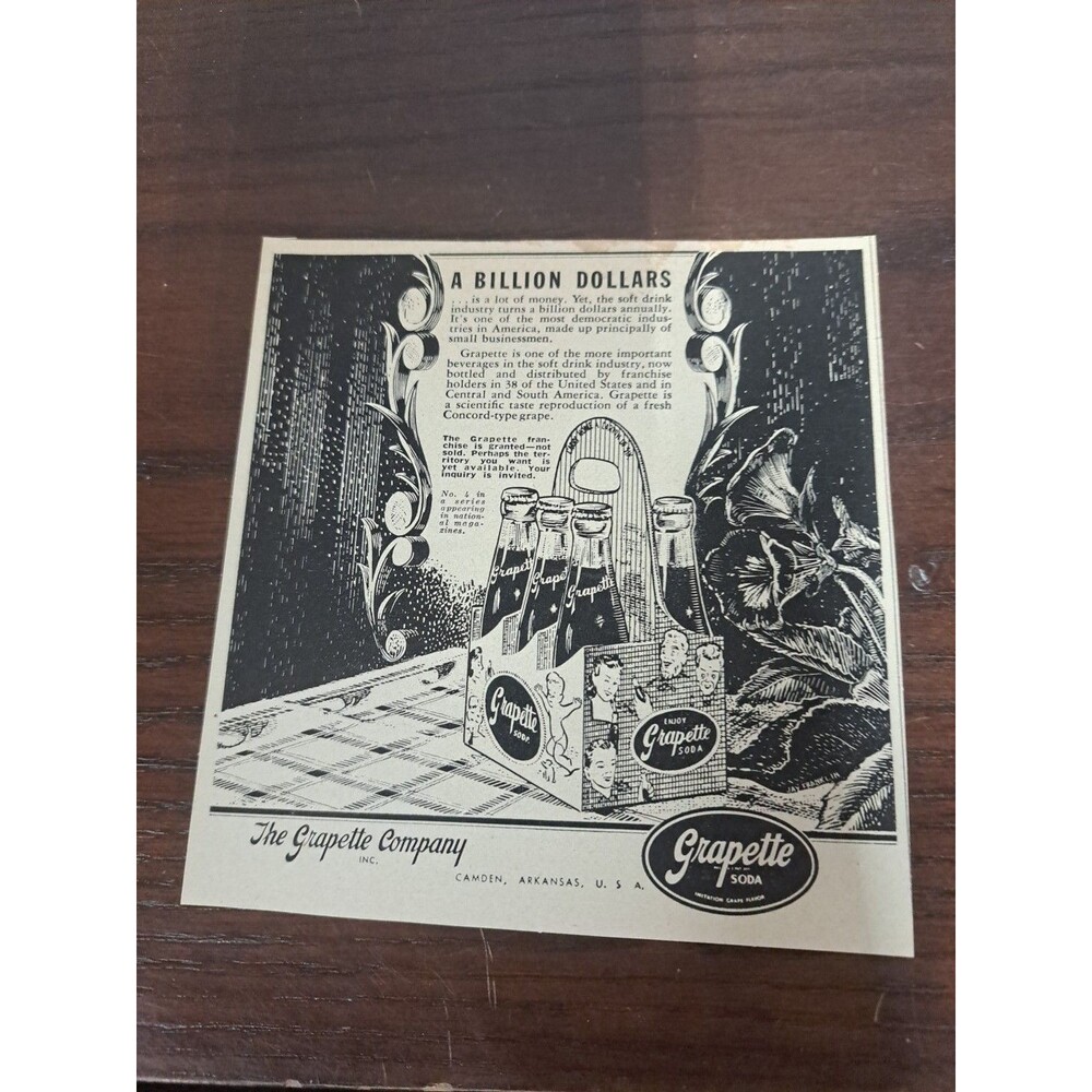 1940s-1950s Grapette Grape Soda A Billion Dollars Ad